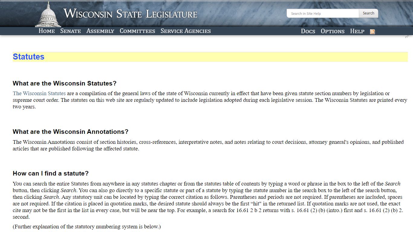 Wisconsin Legislature: statutes