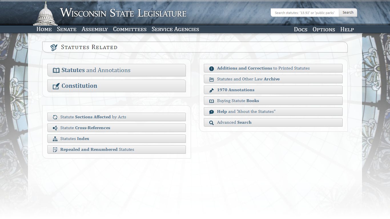 Wisconsin Legislative Documents - Statutes Related